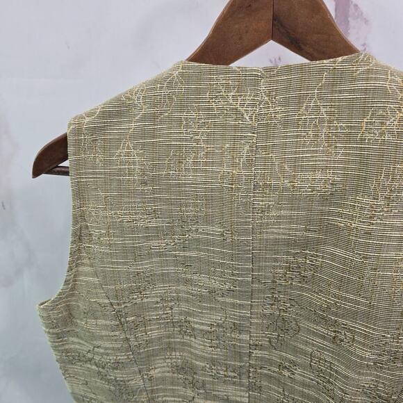 The Territory Ahead Vest Womens Large Beige Gold Tan Loop Button Jacket Jacquard - Picture 6 of 10